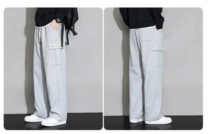 Korean Autumn Big Size Sweatpant Men Loose Baggy Sport Jogging Trouser Male Casual Work Sweat Pants Large Plus Jogger Grey Black