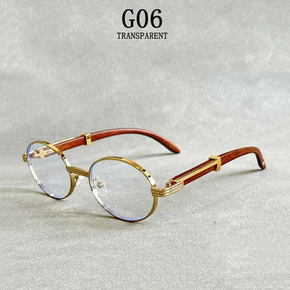 Oval Sunglasses Women 2024 Trendy Designer Wooden Sunglasses Men Luxury Fashion Glasses Vintage Lentes De Sol Mujer Zonnebril