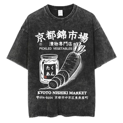 Japanese Tokyo Tokyo Culture Print Washed T Shirt Funny Fashion Vintage Men Women T-shirts Cotton Casual Loose Tees Streetwear