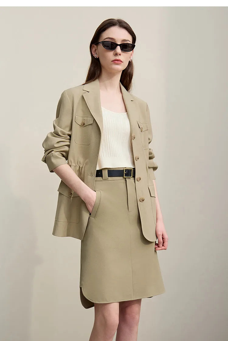 Mid Skirt 2026 Summer New Casual Workwear Style A-Line Skirt Women's solid Versatile Side Slit Women's clothing 12642098