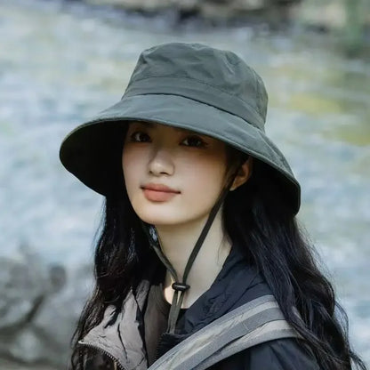 2026 Solid Color Sun Hats for Men Women Summer Outdoor Fishing Cap Wide Brim Anti-UV Protection Bucket Hat Hiking Fisherman Caps