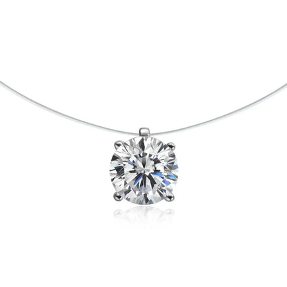 Moissanite Necklace 1-2ct Pear/Marquise/Round Brilliant Cut Diamond Fishing Line S925 Silver Pendant Necklaces for Gift