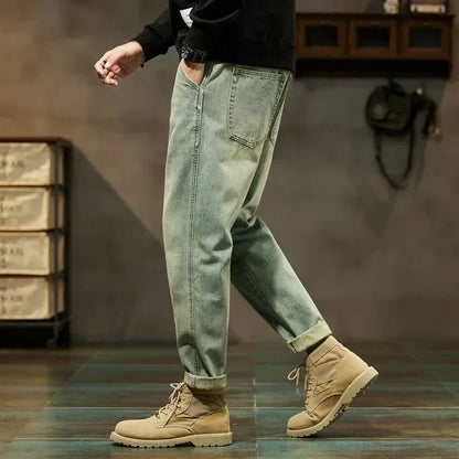2025 Autumn and Winter New Loose and Versatile Harem Pants Retro Simple Fashion Solid Color Comfortable Versatile Jeans for Men