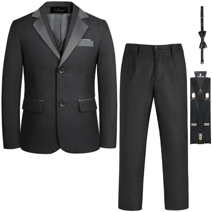 5Pcs/6Pcs Boys Suits Tuxedo Formal Blazer Page Boy Suit Slim fit for Wedding Party 2-14Years