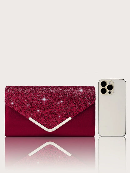 Gorgeous and elegant sparkly women's clutch bag, paired with a gorgeous rhinestone necklace, earrings and bracelet set of four.
