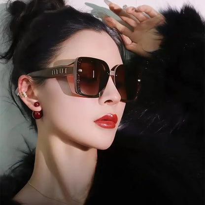 2026 New Luxury Square Sunglasses for Women Sun Glasses Oversized Frame UV400 Protection Trendy Shades for Driving Daily Wear