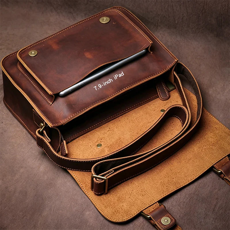 Retro Real Leather Messenger Bags Men and Women Shoulder Bag Natural Cowhide Crossbody Casual Handbag Luxury Cambridge Bags