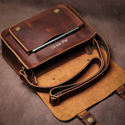 Retro Real Leather Messenger Bags Men and Women Shoulder Bag Natural Cowhide Crossbody Casual Handbag Luxury Cambridge Bags