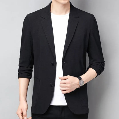 New Men's Thin Coats Korean Style Slim Suit Jackets Spring Autumn Linen Solid Color Casual Blazers Men Business Formal Suit Tops