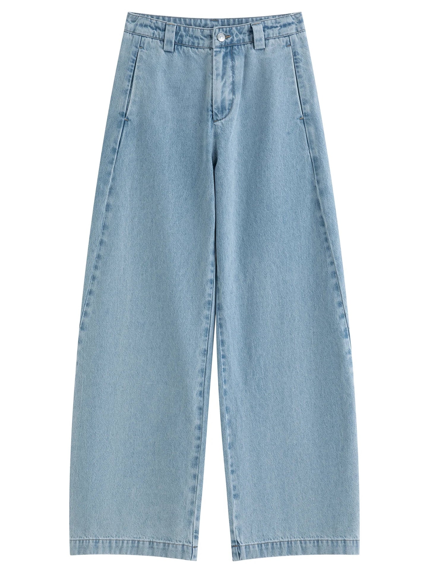 2026 Summer Women's Light Blue Vintage Barrel Leg Jeans, Horseshoe Fit High Waist Loose Trousers for Y2K Retro Street Style