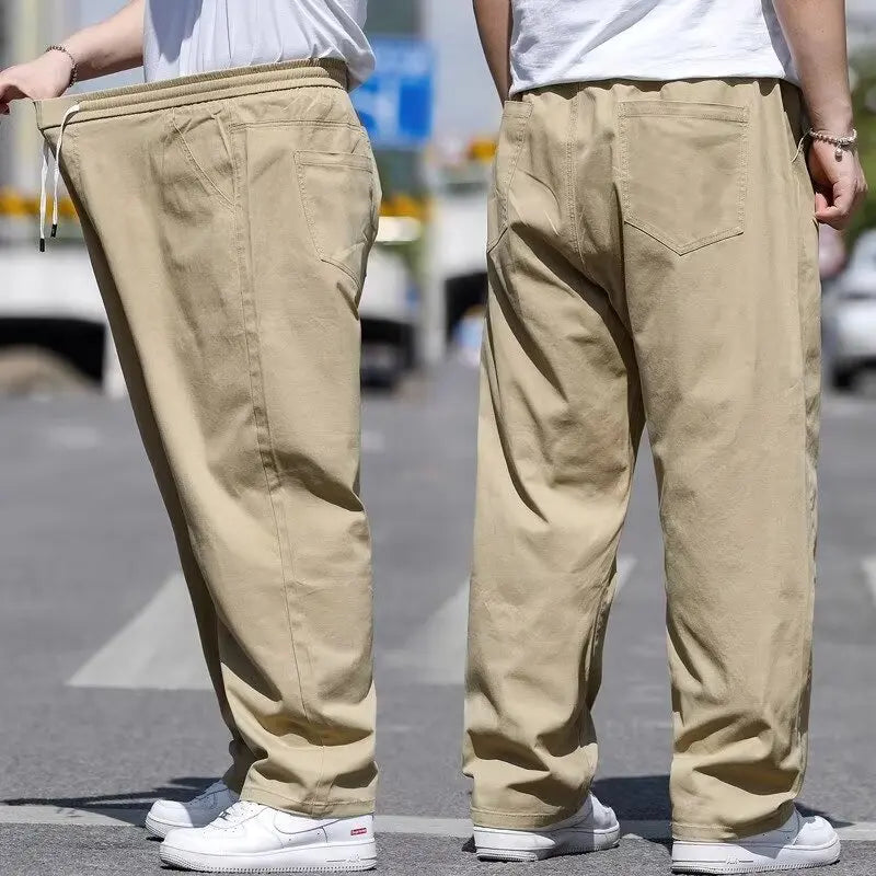Men's Summer Workwear Pants Plus Size Loose Straight Leg Casual Trousers XL-8XL Big and Tall Large Summer Pants Asian Size