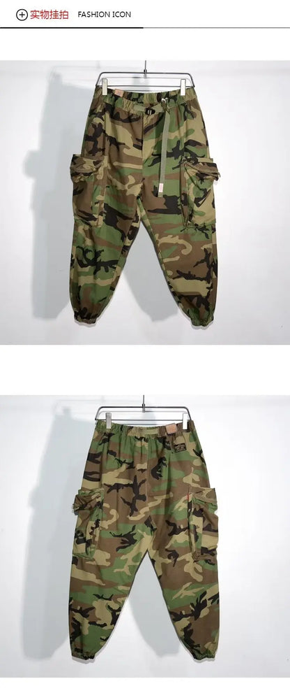 Cargo Pants For Men  2024 Korean style Casual Tightened Nine-point Pants Men's Trendy Multiple pockets Harem Pants