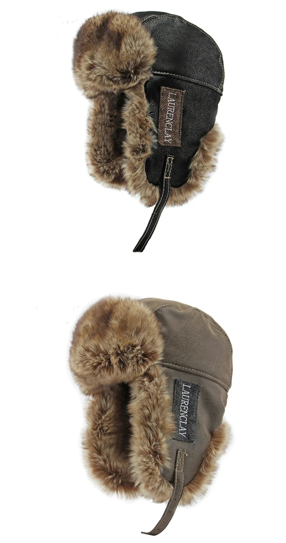 Bomber Hat New Thick Warm Men Women Russian Fur Hat Male Windproof PU Leather Ski Trapper Earflap Cap Winter Hat Ushanka