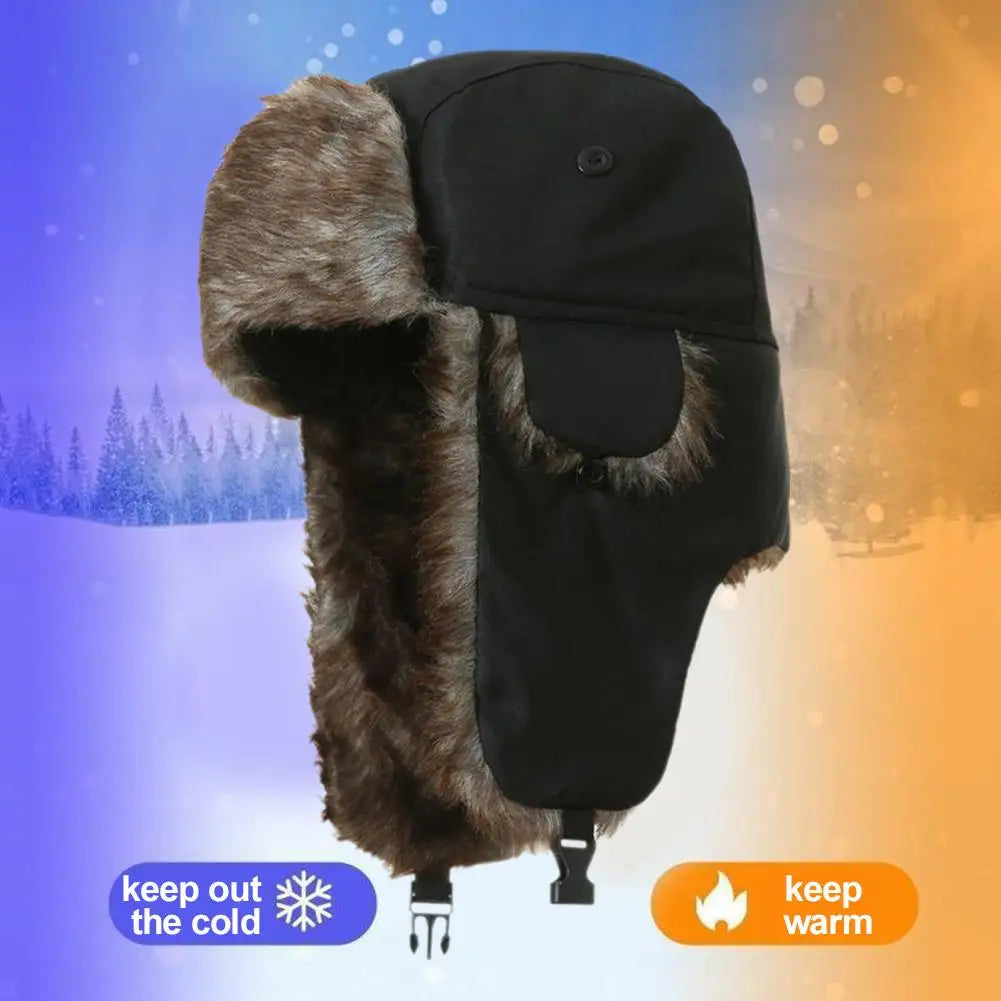 Men Women Russian Hat Trapper Bomber Hats Winter Thermal Male Caps Hat Faux Earflap Ski Lei Feng Snow Caps Outdoor Ushanka Y1D0
