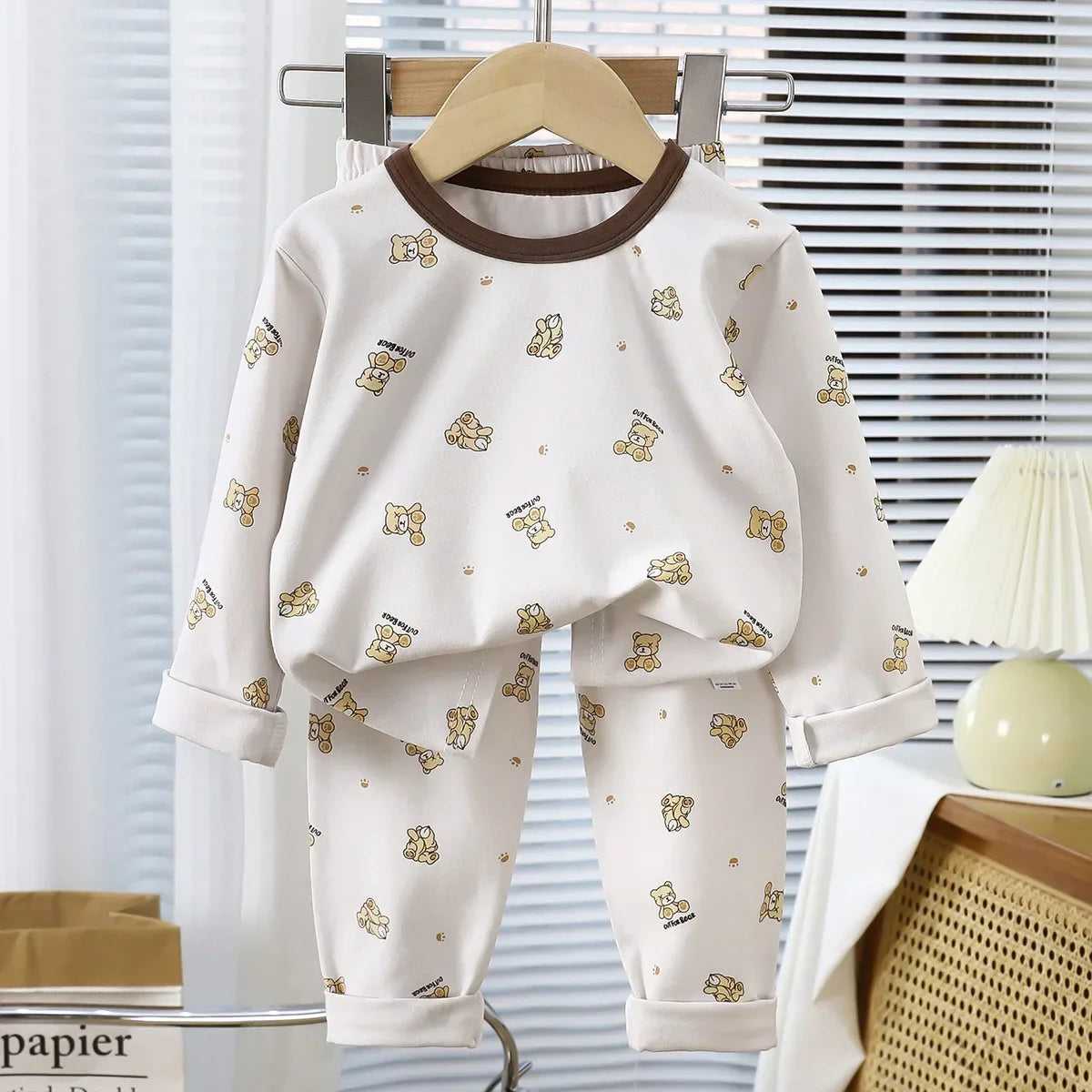 Kids Autumn Pajamas Sets Baby Boys Girls Cute Cartoon Print Long Sleeve O-neck T-Shirt Tops with Pants Toddler Casual Sleepwear