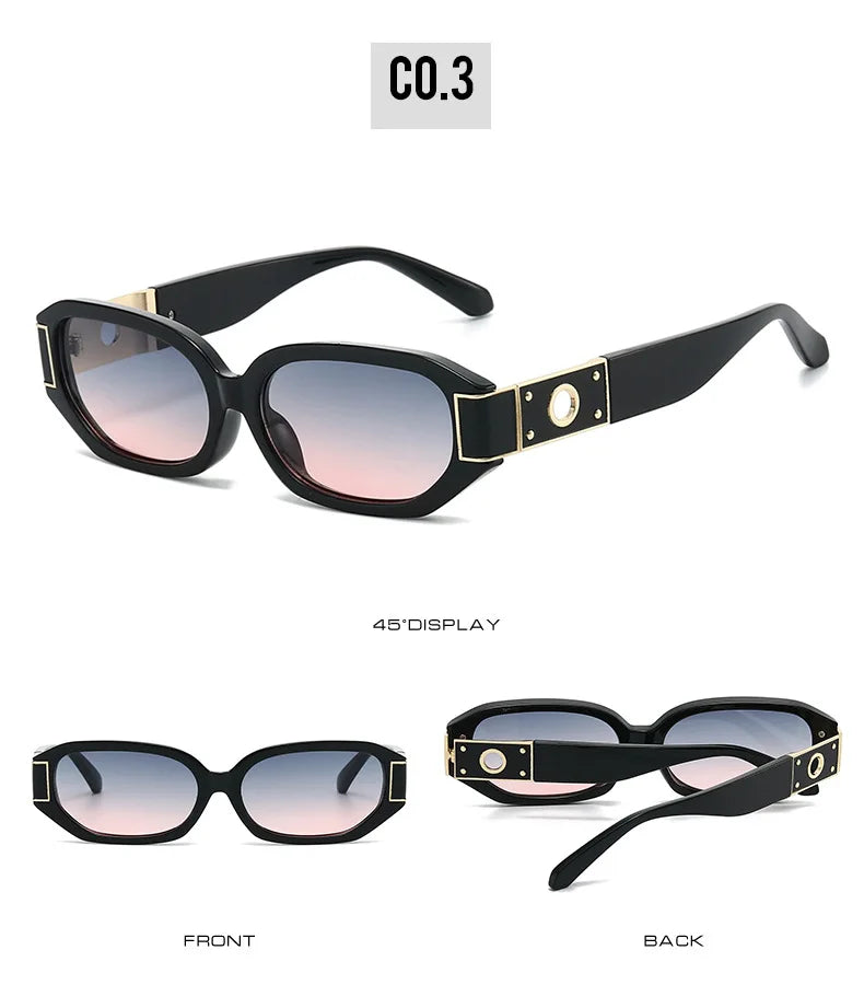 European American Polygon Small Sunglasses UV Protection Sun Glasses Multi Color Lens Women Street Fashion Outdoor Beach Shades