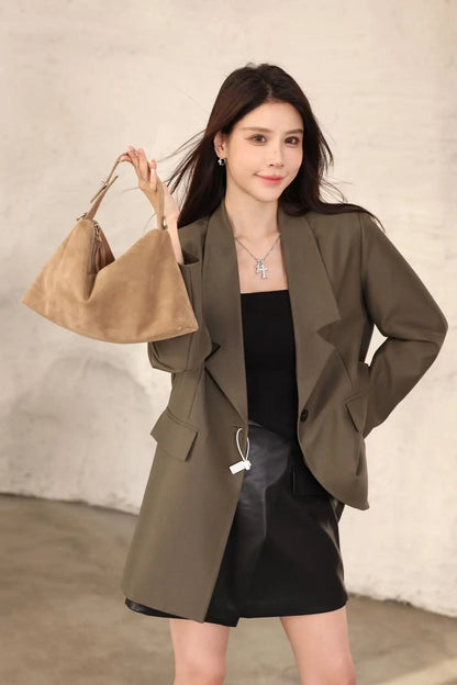 Genuine Grade Autumn Winter Big Boston Luxury Designer Tote Soft Matte Suede Leather Women Handbag Female Shoulder Crossbody Bag