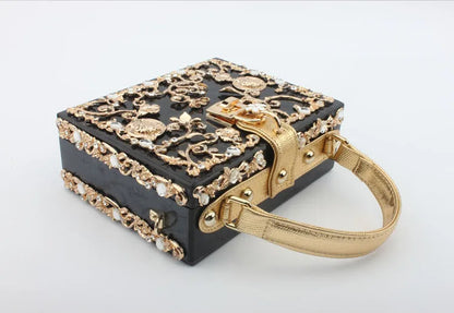 Luxury Designer Shimmer Acrylic Box Glitter Rhinestones Diamond Evening Bag Wedding Party Clutch Purse Shoulder Messenger Bag