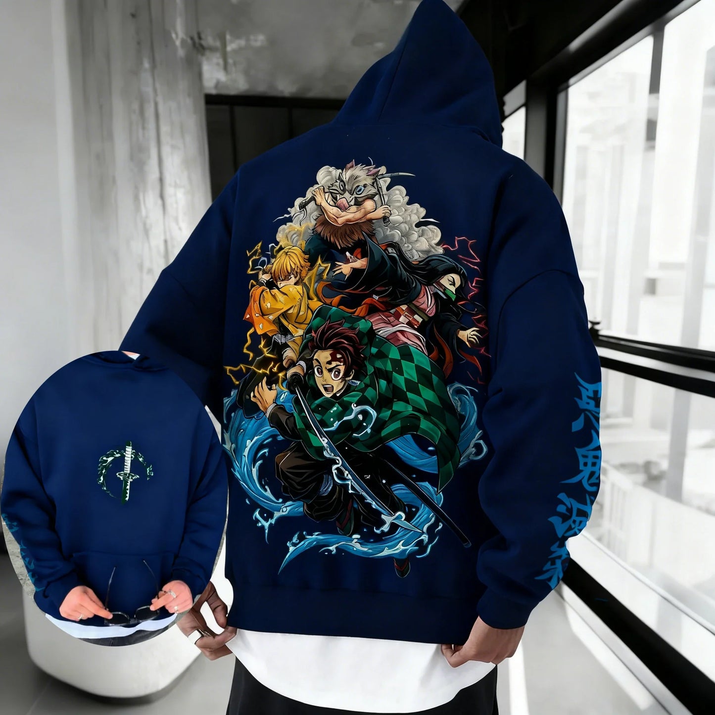 Demon Slayer: Kimetsu no Yaiba Men Hoodie Sweatshirt Japanese Anime Spring Autumn Winter Boy Long-sleeved Parent-child Outfit