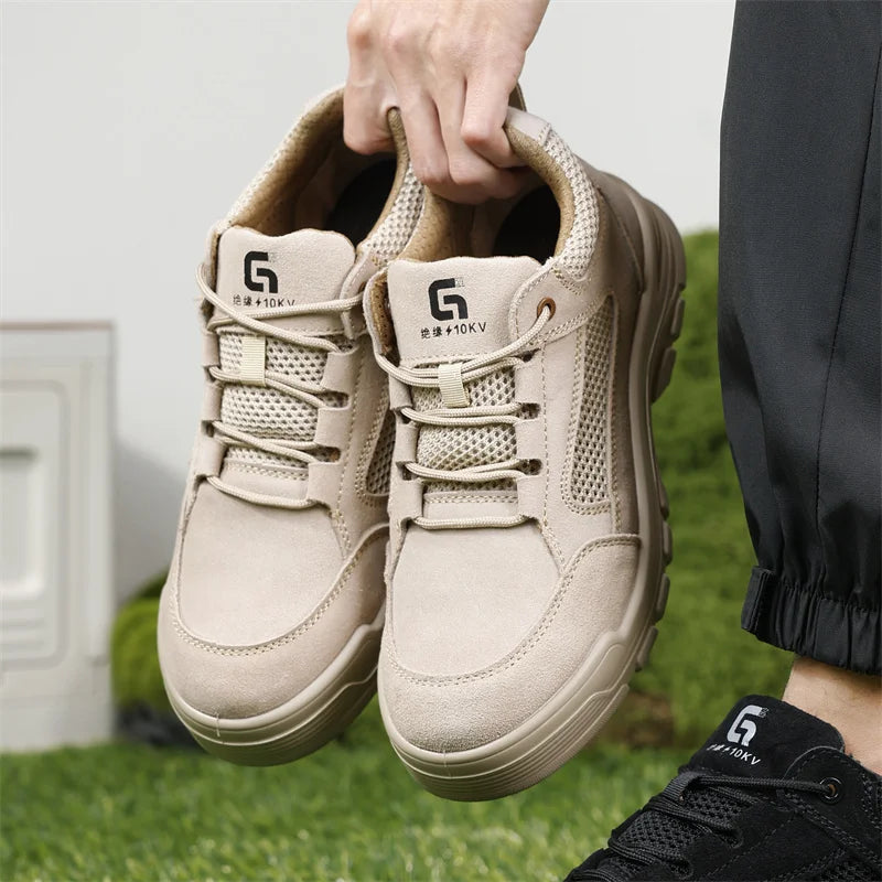 Fashion 2025 Plastic Toe Summer Breathable Labor Shoes Composite Toe Cap Indestructible Work Safety Boots Sneakers Male Footwear