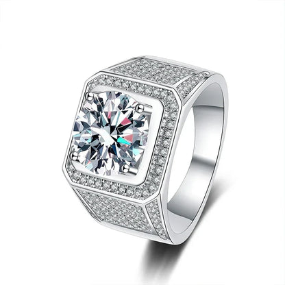 D Color 10 Carat Moissanite Ring for Men S925 Sterling Silver Plated with White Gold Luxury Man Wedding Ring Fine Jewelry