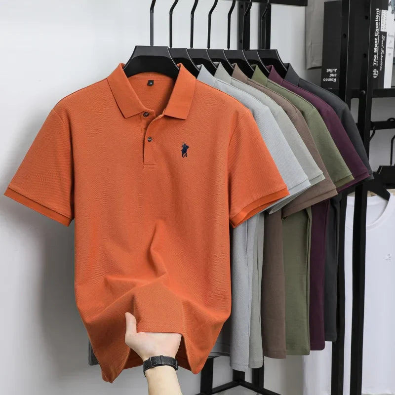 100% pure cotton fashion luxury brand pony embroidered comfortable POLO shirt for summer mens new striped exquisite short sleeve