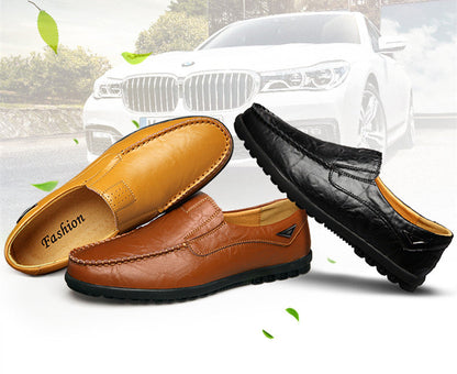 Genuine Leather Men Casual Shoes Brand Soft Italian Men Loafers Moccasins Breathable Slip on Black Driving Shoes Plus Size 37-47