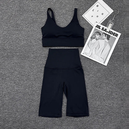 Nylon Short Sets Womens Clothing Sports Bra Cycling Shorts Workout Set Women's Tracksuit Gym Yoga Sexy Outfit Women 2023
