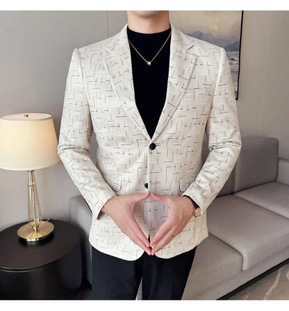 High Quality Jacquard Suit Jacket for Men 2025 Fashion Korean Style Slim Fit Business Casual Wedding Social Dress Coats 4XL-M