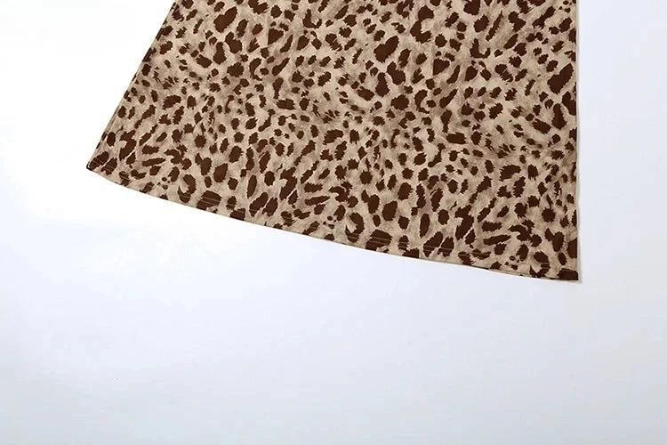 Leopard Print Dress Woman Summer Sexy Swing Collar Spaghetti Straps Backless Ruffles Party Clubwear Skinny Vestidos