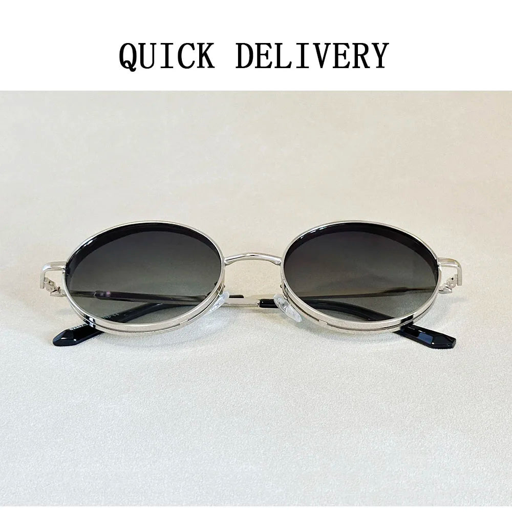 2025 Oval Sunglasses Women Trendy Retro Vintage Steampunk Sunglass Men Fashion Glasses Lentes De Sol Mujer Lunette Soleil Femme