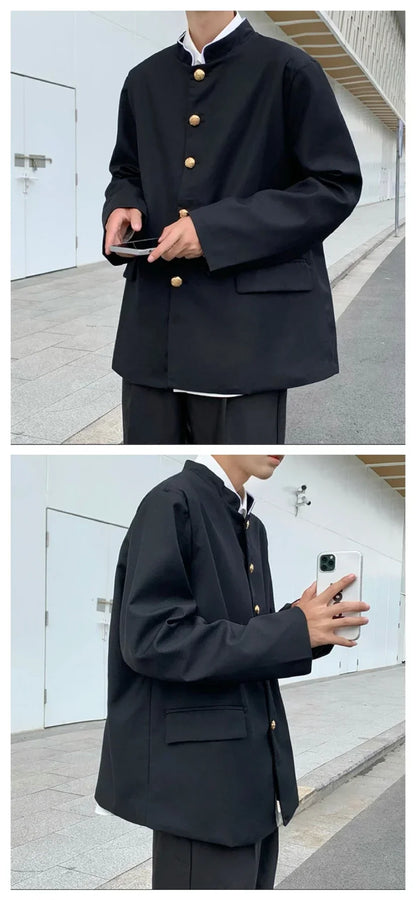 Spring Men's Casual Jacket Small Suit Japanese Style DK Uniform Student Coat Gakuran Youth Fashion Clothing