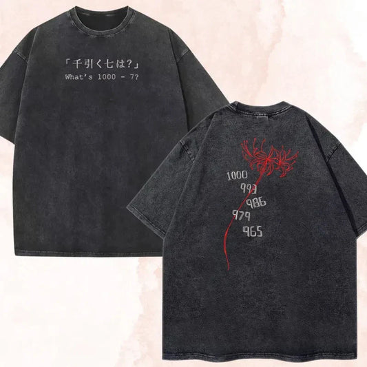 Anime Tokyo Ghoul Kaneki Ken 1000-7 Printed Tee Men Women Cotton Tshirts Vintage Washed T-shirt Harajuku Manga Oversized T Shirt