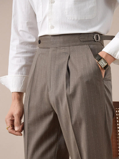 Striped Men Pants Business Double-pleated Versatile Suit Trousers High-waisted Pantalon De Vestir Hombre Dress Pants For Men