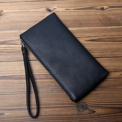 Leather Men's Wallet Natural Leather Clutch Bag Long Bank Card Bag Large Capacity Coin Purse Casual Men's Mobile Phone Bag