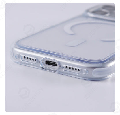 Luxury Transparent For Magsafe Magnetic Case For iPhone 17 Pro Max 17pro Technology Style Metal Lens Protection Clear Hard Cover
