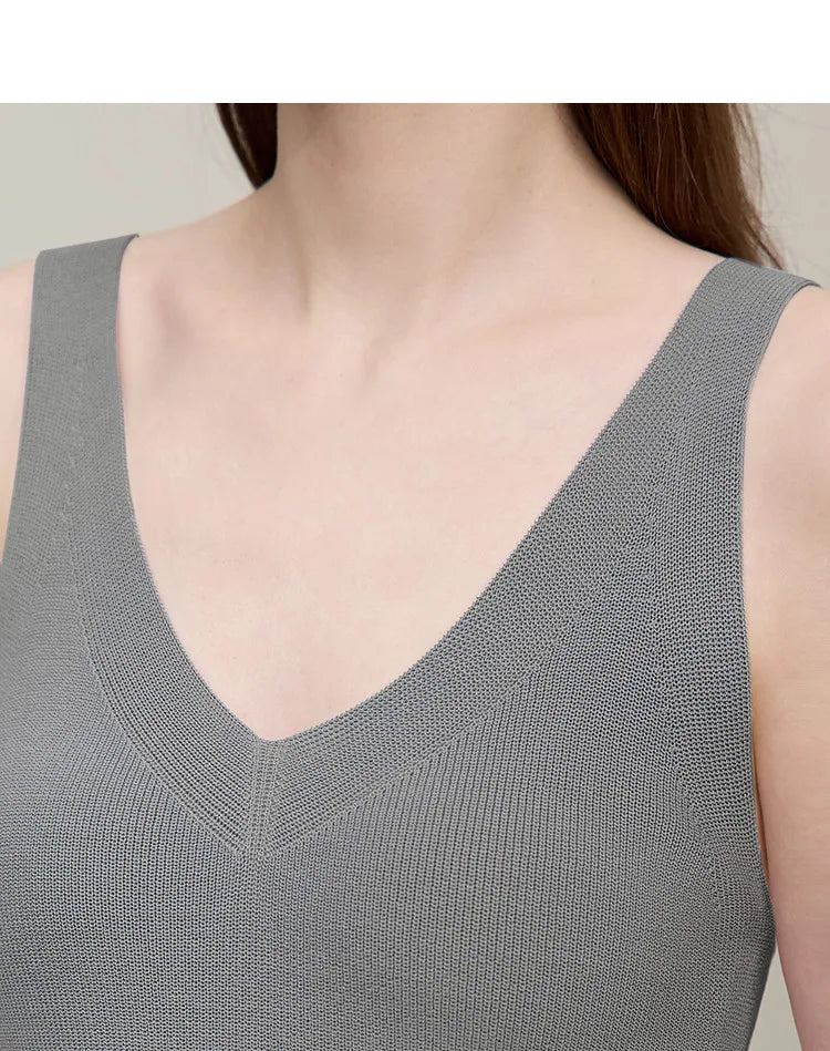 Women's Tank Top 2026 Summer New Solid Color Slim Fit Sleeveless Vest Casual Layering V-Neck Camisole For Women 12642062