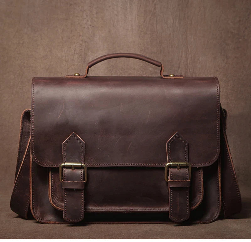 Retro Real Leather Messenger Bags Men and Women Shoulder Bag Natural Cowhide Crossbody Casual Handbag Luxury Cambridge Bags