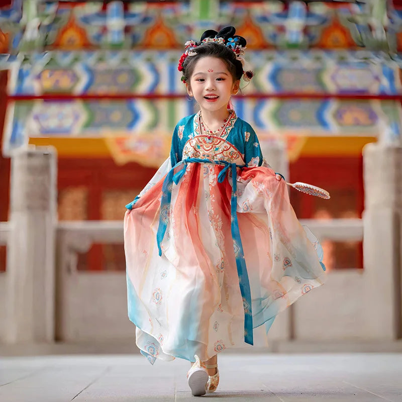 Girl Modern Hanfu Chinese Style Dress Halloween Fairy Kids Clothes Vestidos Traditional Cosplay Children Costume Girls Dresses