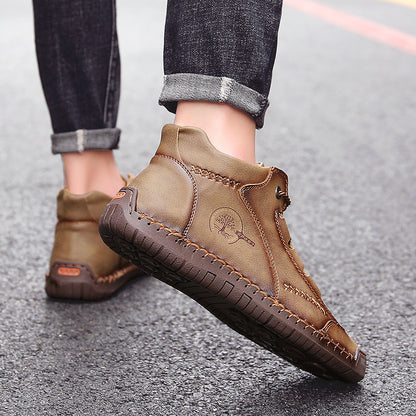 Fashion Men Ankle Boots Handmade Mens Boots Lightweight Mens Designer Boots Outdoor Sneakers Leather Work Boots Plus Size 38-48