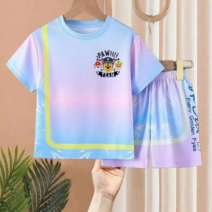 SUMMER Breathable Mesh Children Casual Outfits PAW Patrol Printed Boys Basketball Football Clothes Sets T Shirt Shorts 2pcs New