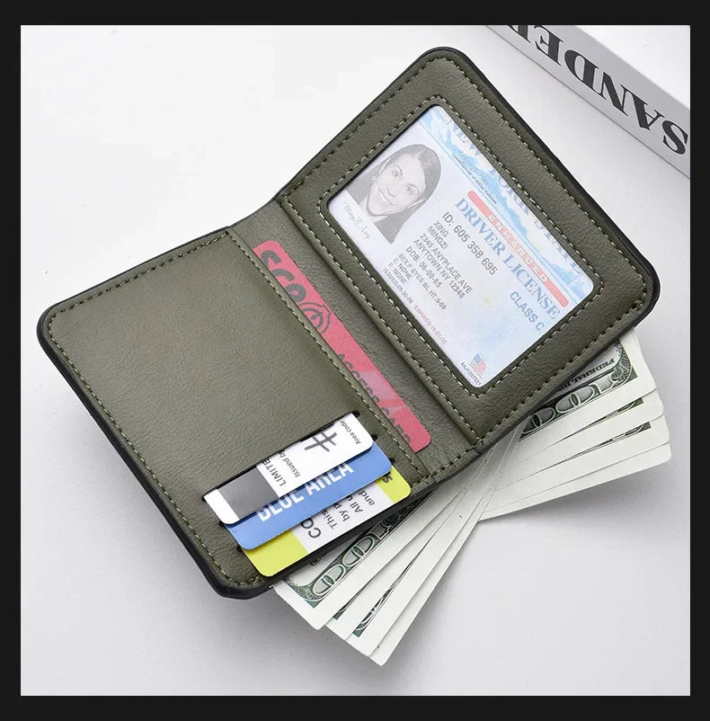 1Pc New Ultra-thin Mini Soft PU Leather Credit Card Wallet Holder Short Vertical High Quality Men's Small Short Wallets Purse