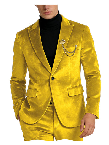 Men's Teal Velvet Blazer 1 Button Single Breasted Slim Fit Formal Wedding Party Suit Jacket