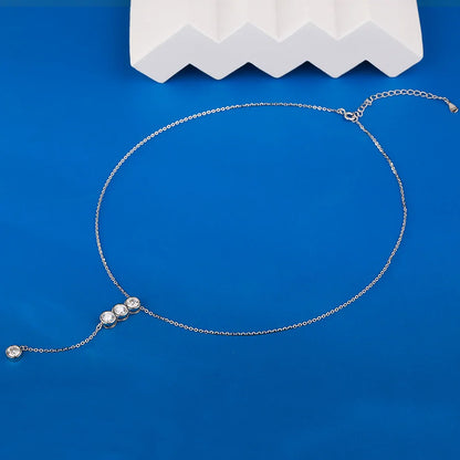 3mm/5mm Full Moissanite Necklace for Girls Classic Bubble Clavicular Chain 925 Sterling Silver Party Fine Jewelry Gift