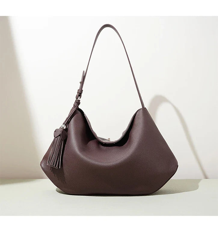 2026 Hot Top Grain Leather Spacious Tote Bag Fashionable Underarm Single Shoulder Crossbody Bag Women Chic Shopping Hobo Handbag