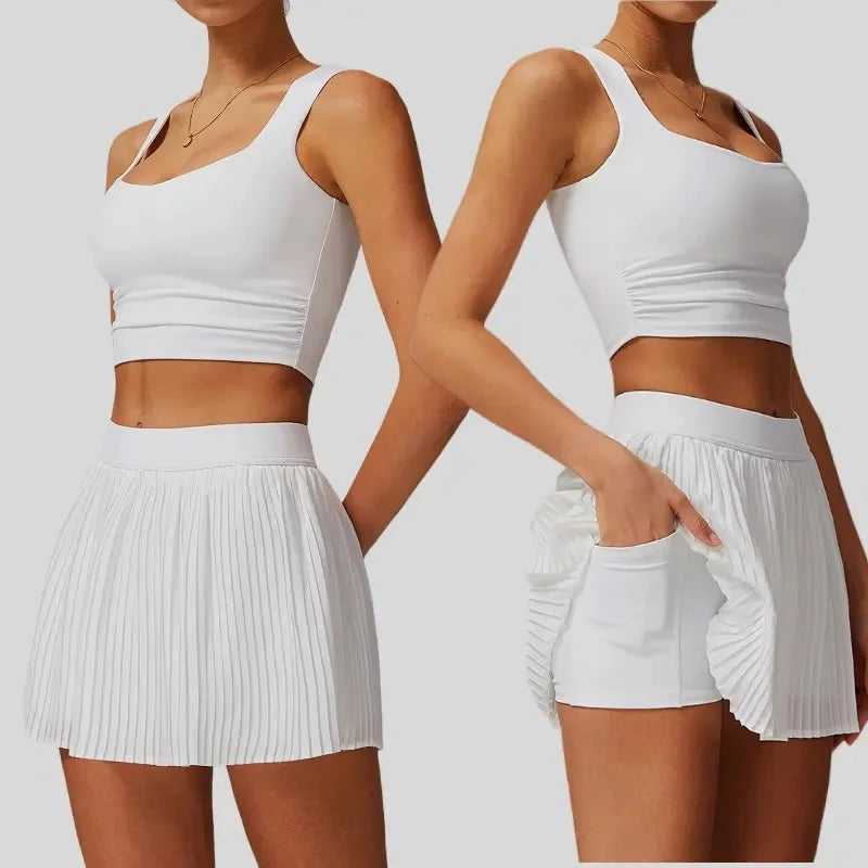 Two piece women's yoga sports skirt, hip hugging slimming, outdoor fitness tennis skirt, sun protection yoga skirt