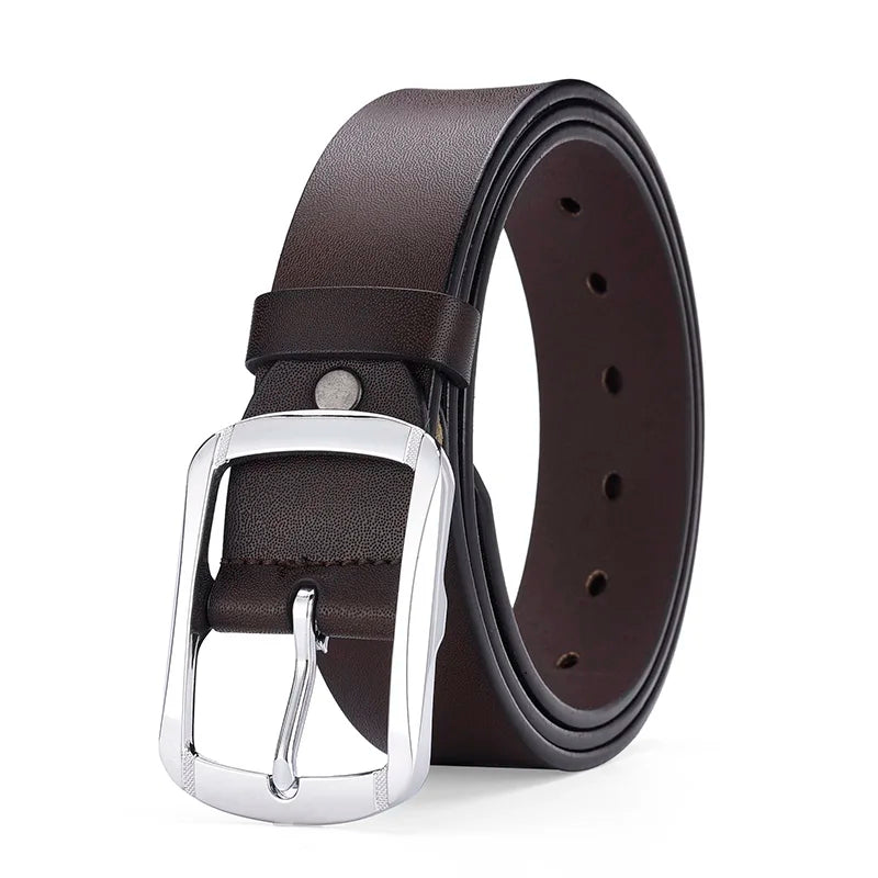 Fashionable Men's Square Alloy Pin Buckle PU Belt Suitable for Jeans Casual Pants Fashionable Men's Retro Business Belt