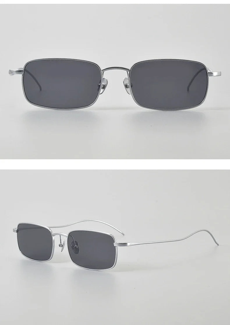 Top Quality Pure Titanium UV400 Protection Small Square Women Sunglasses Brand Ultra-light Rectangular Man Sun Glasses Eyewear