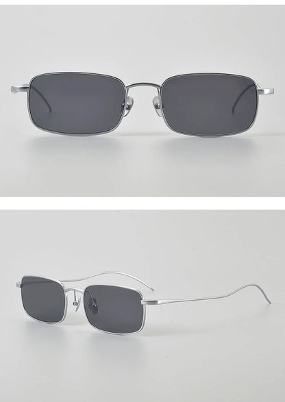 Top Quality Pure Titanium UV400 Protection Small Square Women Sunglasses Brand Ultra-light Rectangular Man Sun Glasses Eyewear