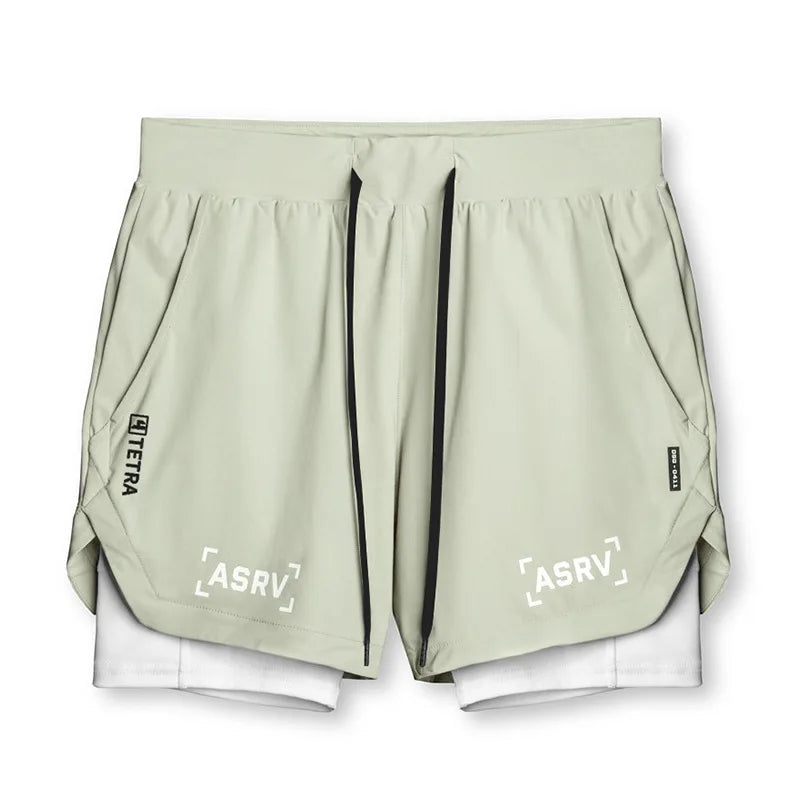 Mens Quick Dry 2 in 1 Double-deck Shorts Gym Fitness Basketball Jogger Short Pants Summer Sports Workout Bottoms Sweatpants